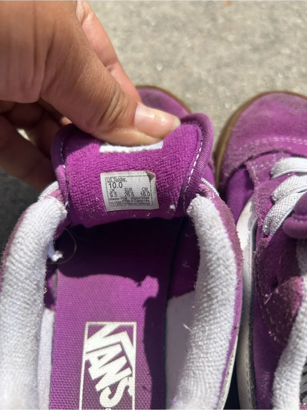 Vans Kids Purple Suede Skate Shoes with White Accents size 10
